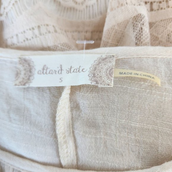 altar'd state Lace Asymmetrical Cream Beige Blouse Layering Cottagecore - Picture 12 of 14